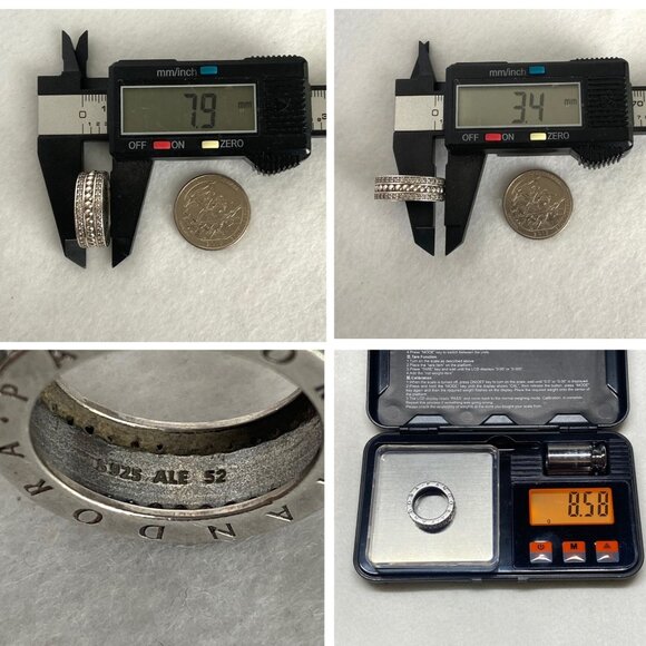 Authentic Pandora Sterling Silver 925 Cubic Zirconia Wide Band Forever Ring Sz 6 - Picture 10 of 16